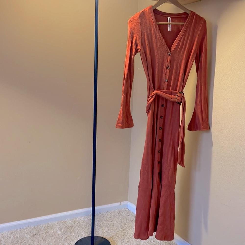 Anthropologie Elsa Ribbed Maxi Dress Duster Cardigan Sweater Size XS